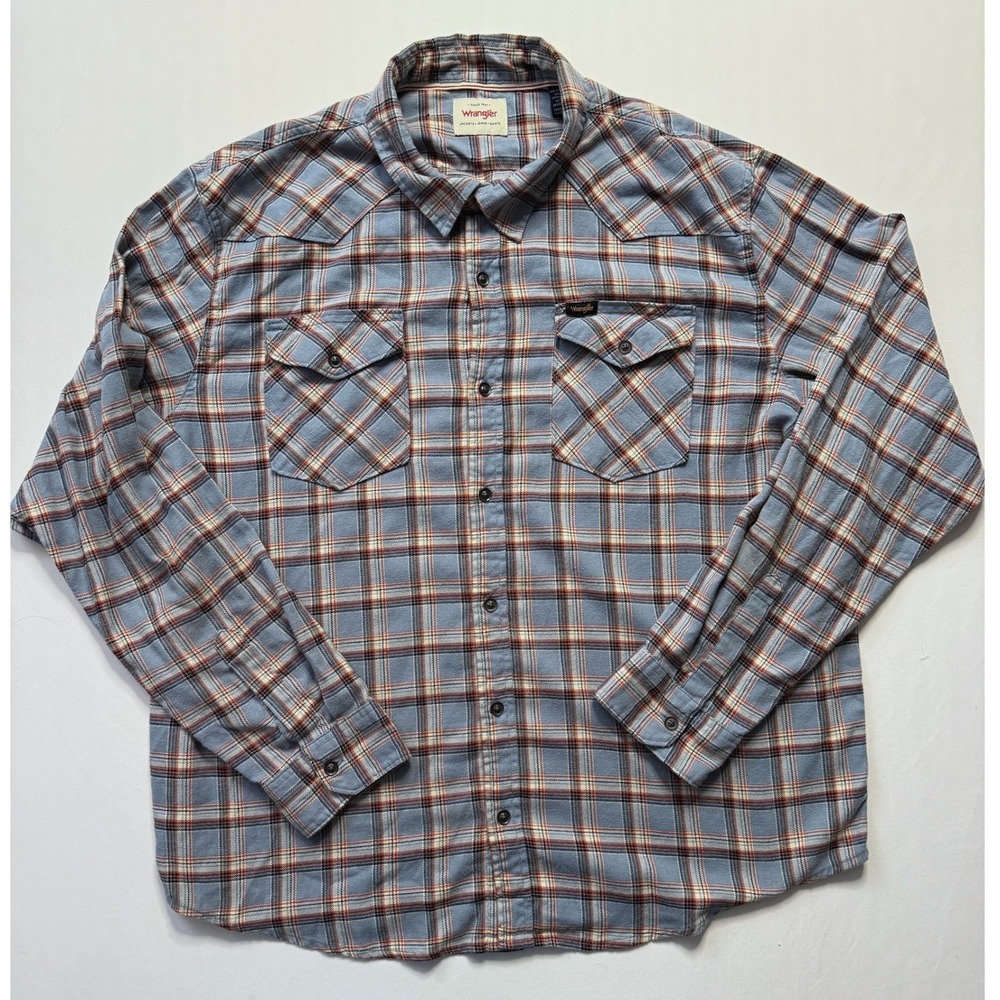 Wrangler Western Flannel Shirt Plaid Button‎ Up XXL